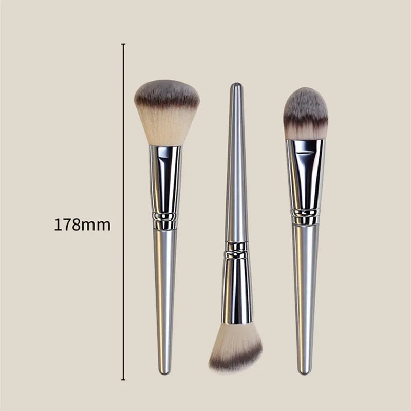 Large Fluffy Makeup Brushes Set 3PCS Silver Handle Cosmetic Brush Soft Synthetic Hair Blush Loose Powder Brushes Beauty Tools