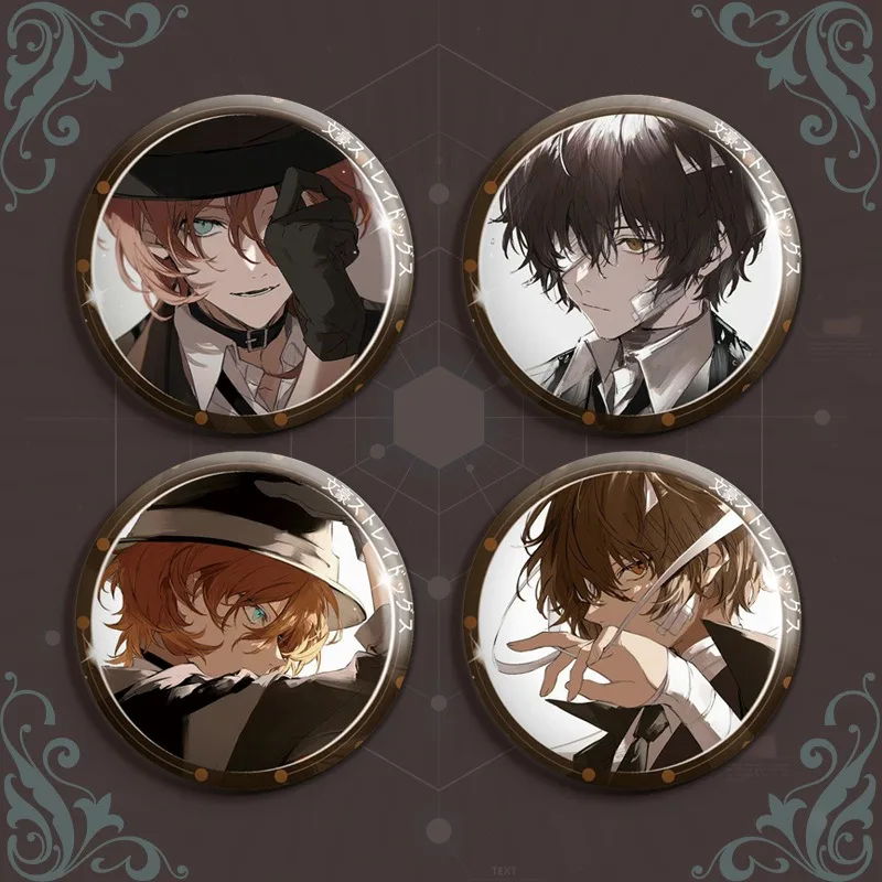 Nakajima Atsushi Dazai Osamu Ryunosuke Akutagawa Nakahara Chuuya Popular Anime 2D Peripheral 58mm Badges Badges on Backpack