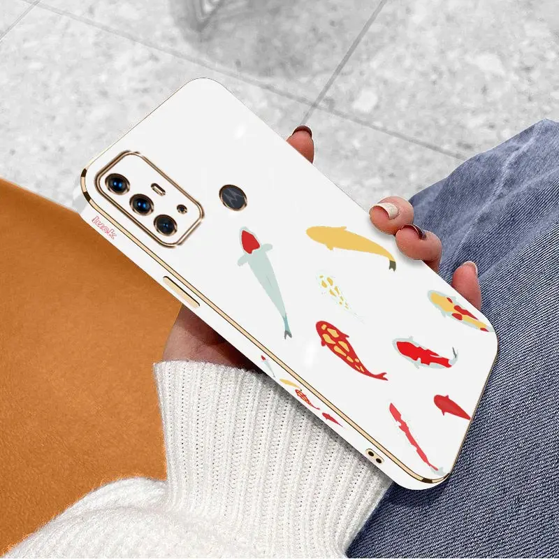 G 30 Koi Fish Luxury Plating Phone Case For Motorola Moto G30 G54 G53 G42 G31 G10 G20 G22 G72 G84 G8Play G9 G9Plus Cover