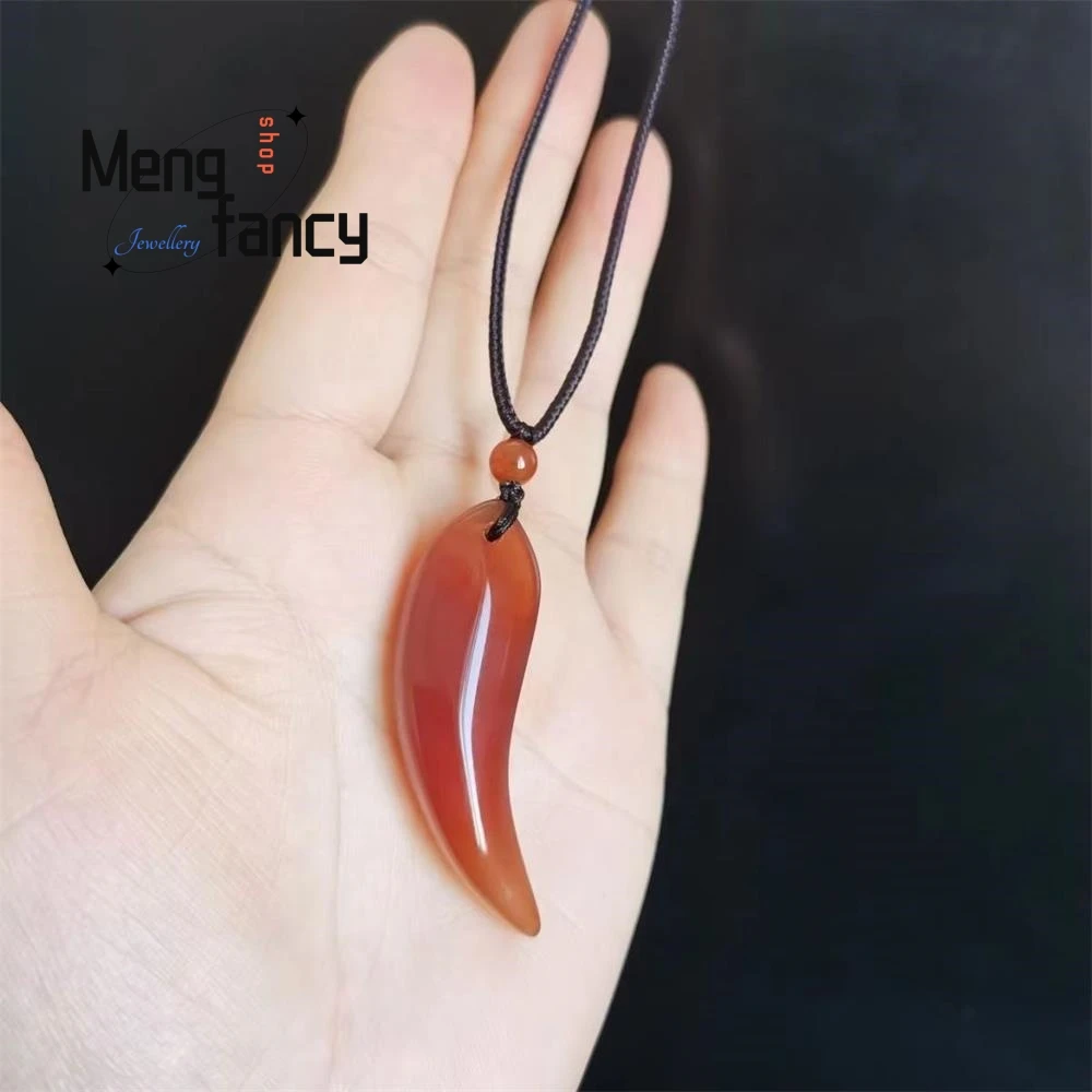 Natural Agate Chalcedony Chilli Pendant Hand Play Collectibles Exquisite Elegant Simple High-grade Fashion Jewelry Holiday Gifts