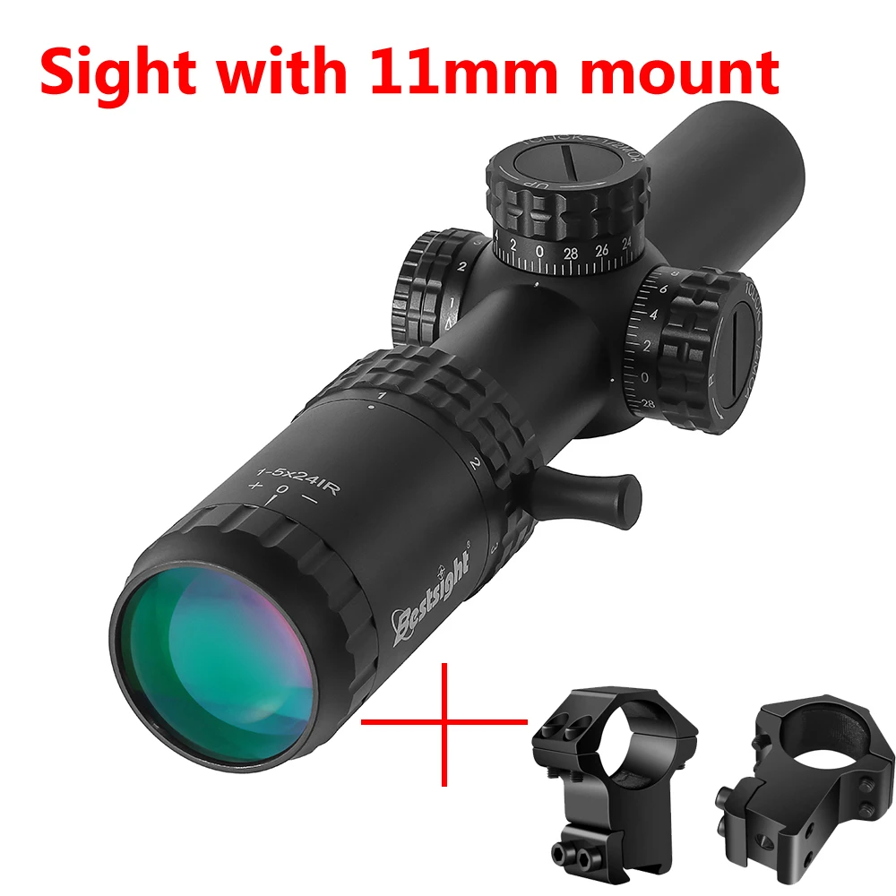 1-5X24 Taktisches Optisches Zielfernrohr mit Rot und Grün Beleuchtetem Fadenkreuz Jagdoptik Kompaktes Visier