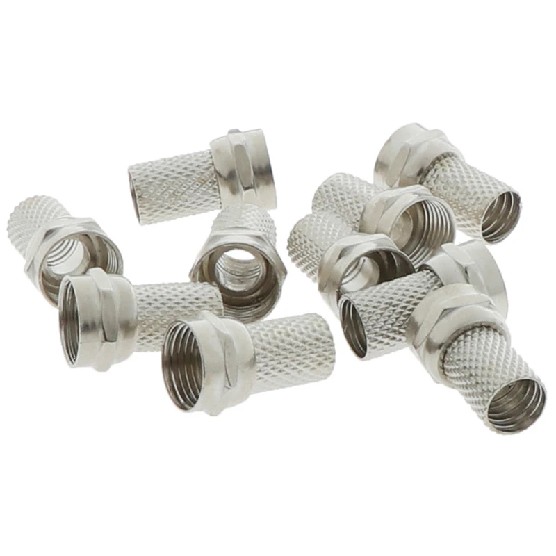 10Pcs 75-5 F Plug Connector Screw On Type For RG6 Satellite TV Antenna Coax Cable Twist-on