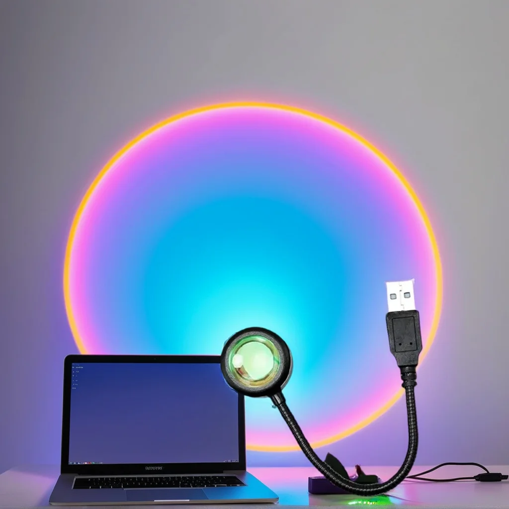 

USB романтический ночник, проектор, лампа заката, неоновая атмосфера, декор для домашней фотографии в спальне