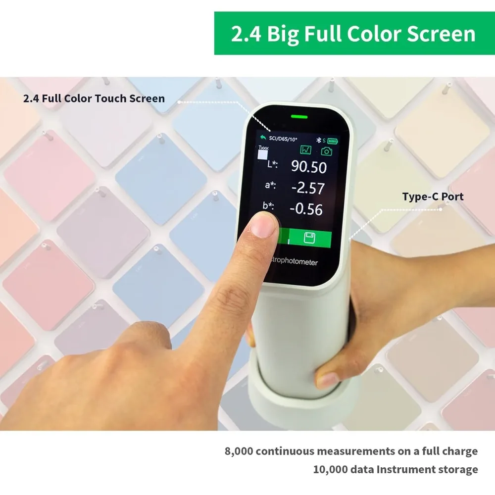 2025年高精度カラーメータータッチスクリーン色彩分析テスター分光反射率、CIEラボ、CMYK、RGB、Lch迅速発送