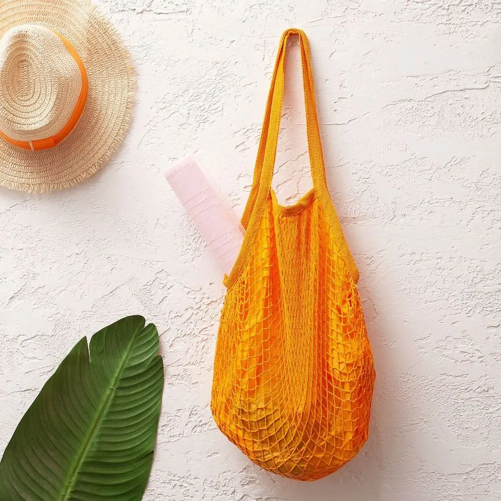 Shoulder Bag Rainbow Mesh Shopping Bag Fruit Vegetable Reusable Grocery Bag Net Tote Shopping Bag Foldable Shopping Bag