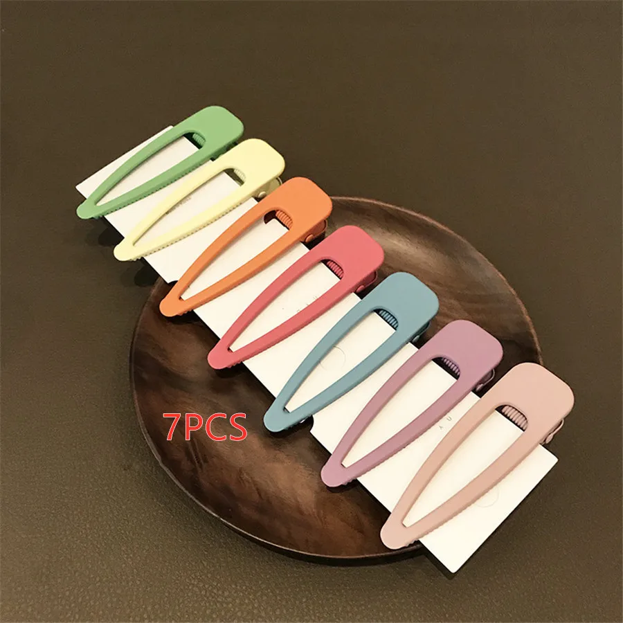 7Pcs/Set Geometric Snap Hairpins For Girls Fashion Hair BB Clips Solid Color Barrettes Women Hair Accessories