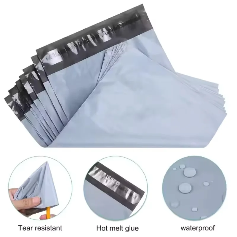 50pcs Grey White Express Bag Thickened Waterproof Transport Bag Shoe Packaging Bag Stationery Packaging Bag Logistics bag
