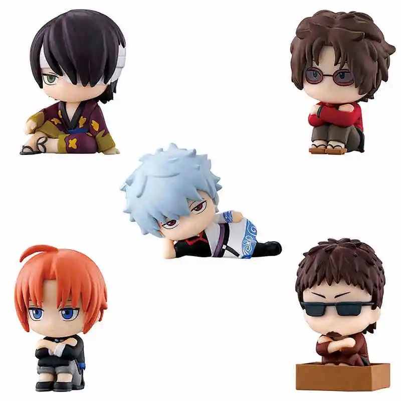 5Pcs/set Genuine Bandai Gintama 20Th Anniversary Character Waiting Looks Sitting Position Kamui Action Figure Model Toys Gift