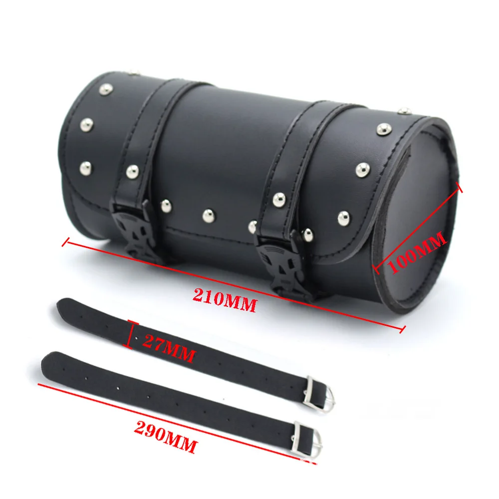 for Harley Bobber Suzuki Honda Motorcycle Fork PU Leather Travel Pouch Waterproof Tool Bags Saddle Bag Vintage Tail Bag Luggage