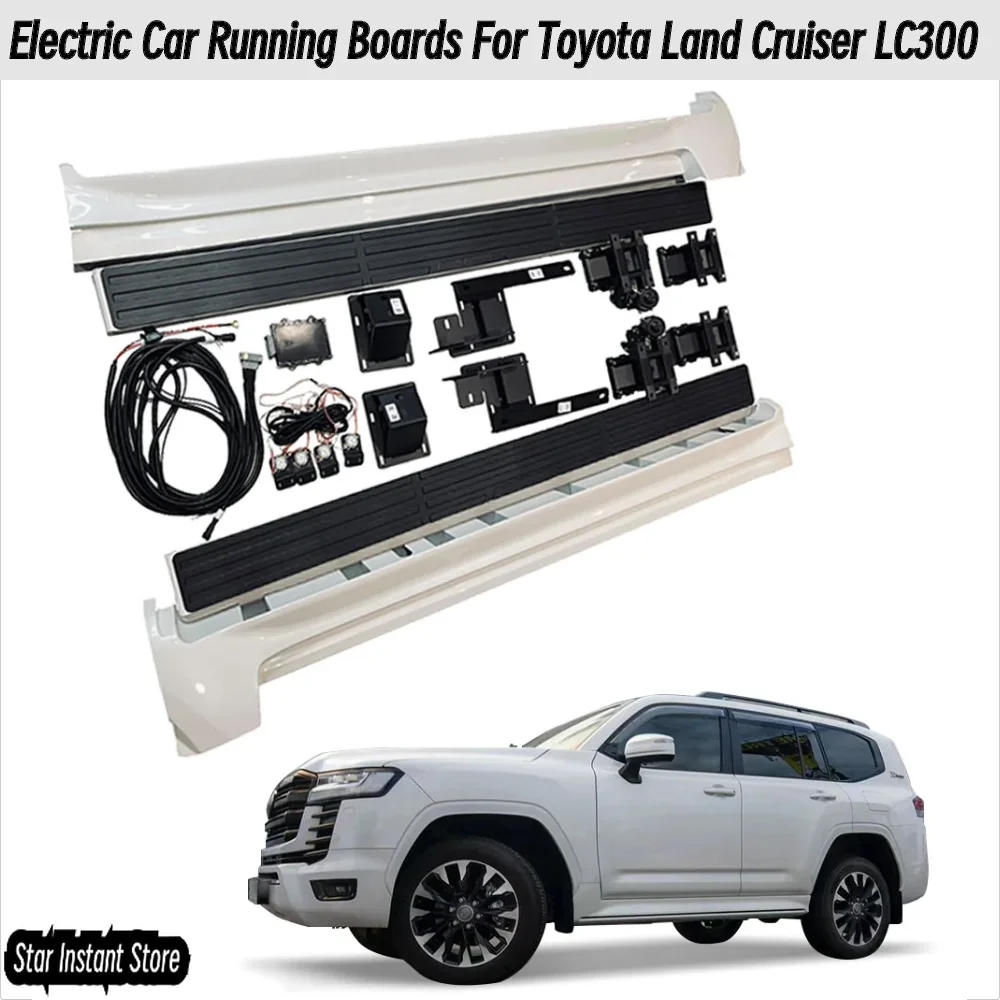 Auto Retractable Running Boards for Toyota Land Cruiser LC300, Electric Side Steps with LED Lights, Aluminum Alloy SUV Steps