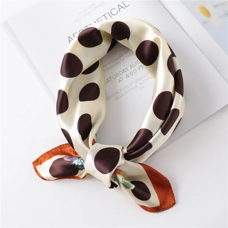 2024 Korean Fashion Dot Butterfly 60x60cm Square Scarf Silk Chiffon Girl Kerchief Wristband Luxury Bandana Women Headscarf Hijab