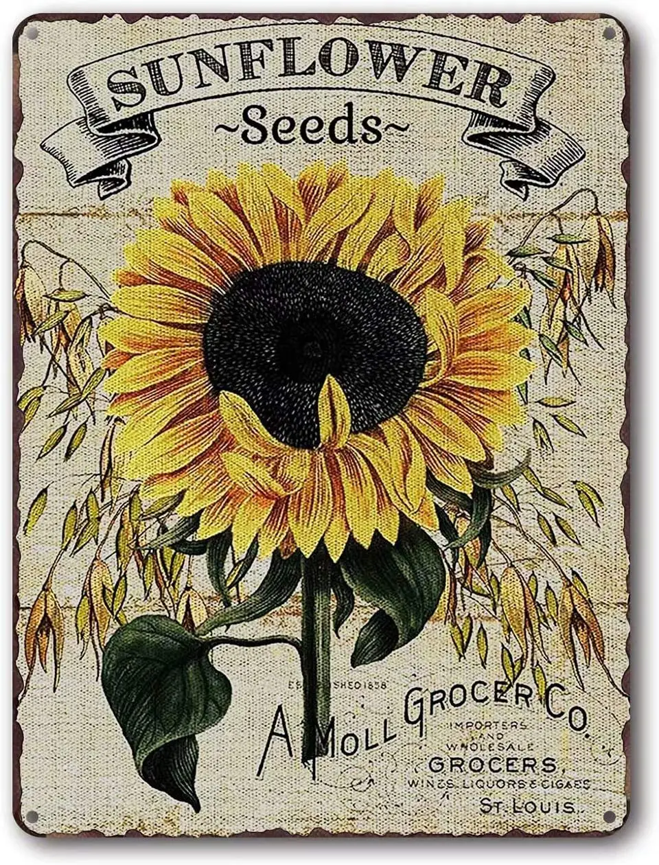 FESF Rustic Sunflower Seeds Metal Tin Sign Vintage Home Wall Decor for Home Kitchen Country Laundry Room Bedroom Farm,12x16 sign
