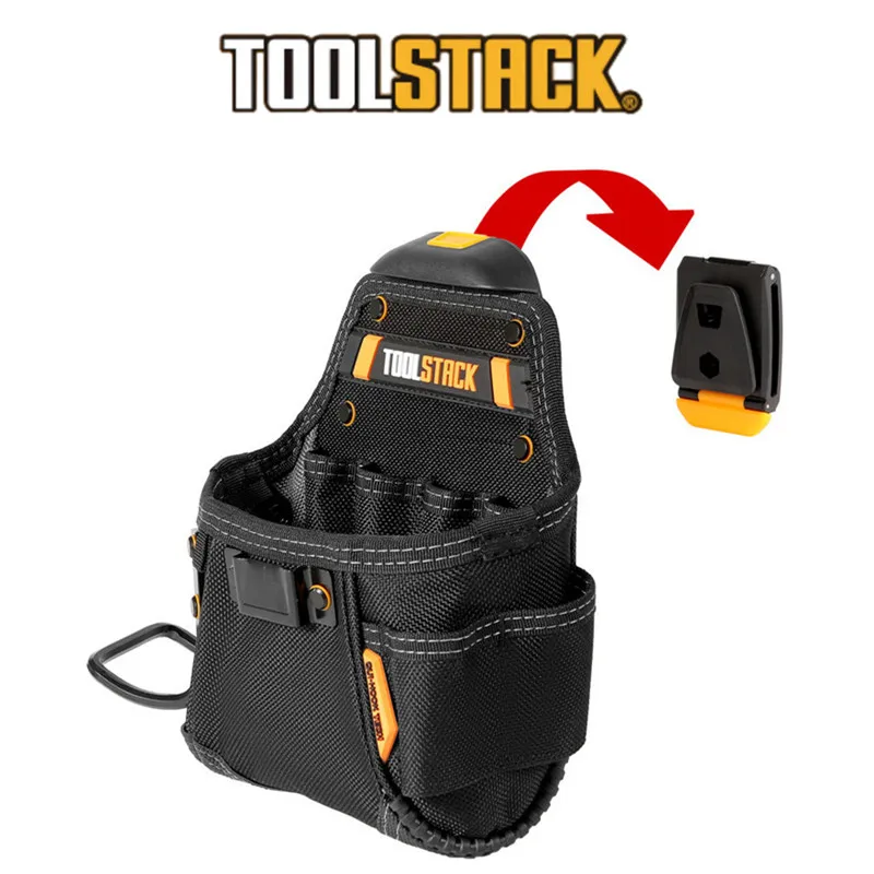TOOLSTACK TSK-24 Piccola custodia per la lavorazione del legno Kit di attrezzi di archiviazione portatile multifunzionale Oxford Borsa per attrezzi da lavoro durevole con gancio rapido