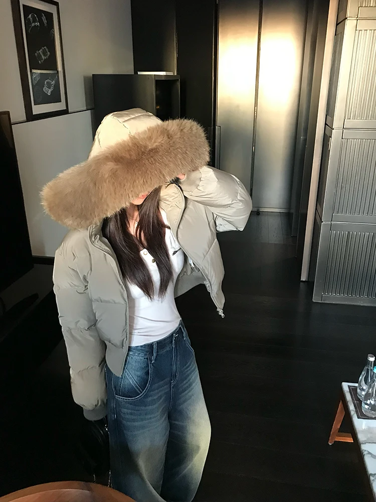 韓国製 スレオル・ティエンエド・ウィンター・ジェット レディース コットンコート ファーカラー付き 通勤用 ロングスリーブ ジッパー開閉 ポリエステル製...