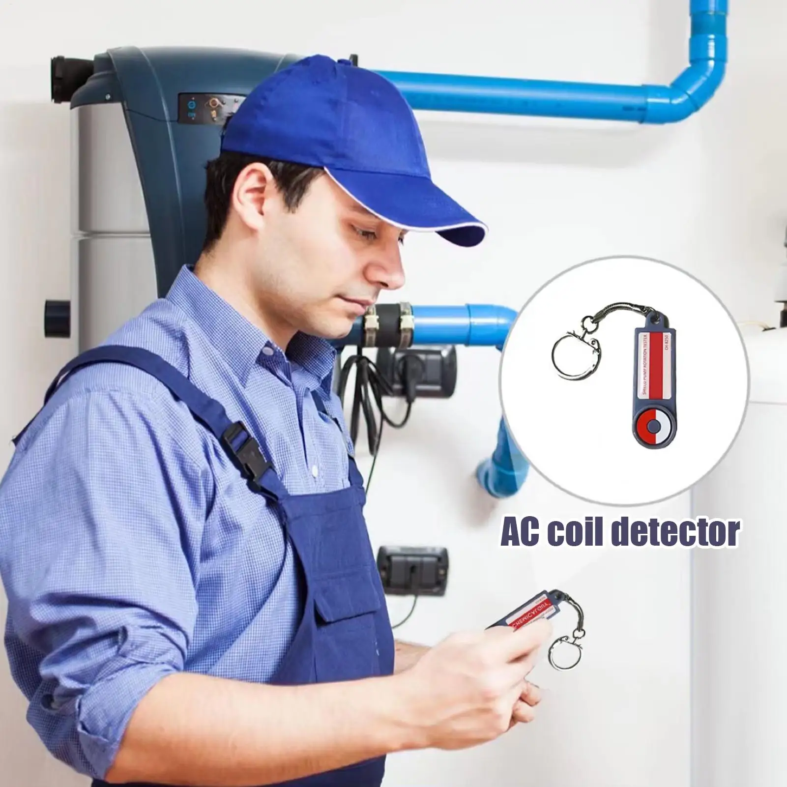 Coil Tester Electromagnetic Valve Detector AC Circulation Pump Rotation Tester Heavy Duty Key Ring Detection Tool