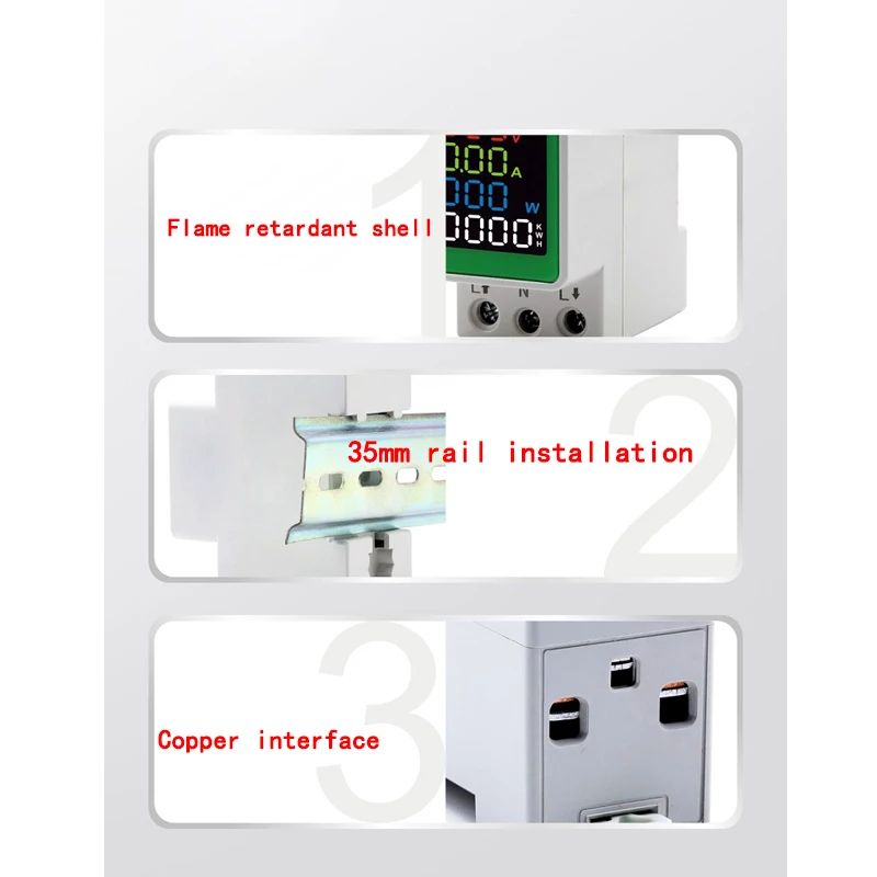 AC rail meter multi-function liquid crystal high-definition display screen to measure current, voltage, power and electricity