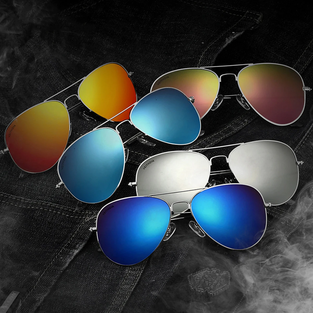 Ready Stock M\'sia Original VEITHDIA Men Sunglasses UV400 for Travel, Driving, Fashion Aviator Alloy Frame