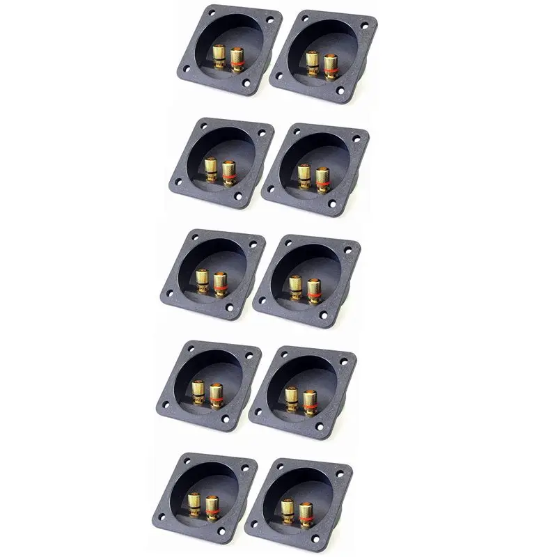 ABRI-DIY Home Car Stereo Screw Cup Connectors Subwoofer Plugs 2-Way Speaker Box Terminal Binding Post, 10 Pcs Black