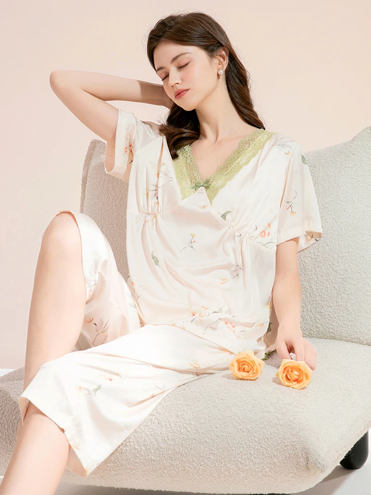 fenteng-women's-summer-spwear-v-ne-lace-silk-print-ort-sve-ice-silk-satin-seven-piece-pants-home-clothes-plus-size