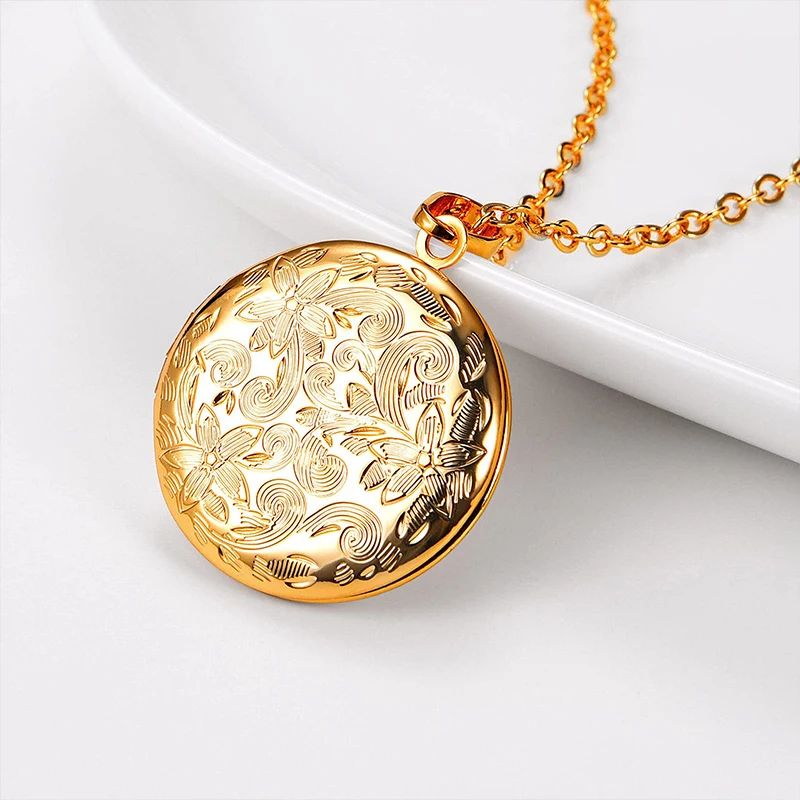 القلائد صورة شخصية للنساء الفتيات مخصص صور ونص زهرة شكل دائري المنجد قلادة قلادة هدية عيد الحب #3