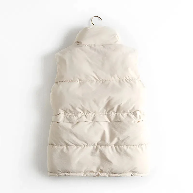 Gilet en coton pour femme, vêtement court en duvet de coton, ample et polyvalent, col montant, automne et hiver