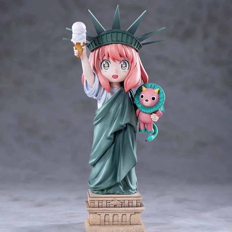 Anime SPY FAMILY 11Cm Anya Forger Figura Anya Cos Estatua de la Libertad Figura de acción Modelo de PVC Regalos Figuras coleccionables para niños