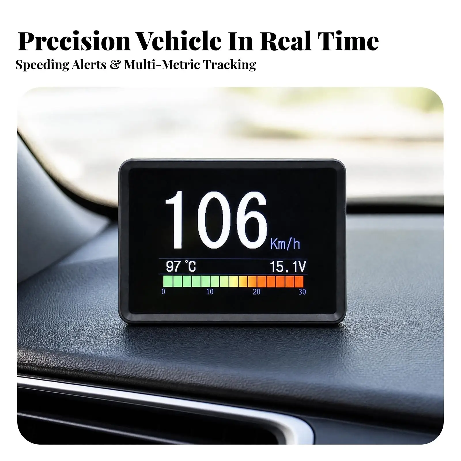 Car Head Up Display with Fuel Consumption Monitor Digital Clock for Vehicle Dashboard Accessories