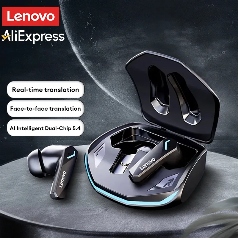 Lenovo GM2 PRO AI Voice Translation HD Call Wireless Bluetooth 5.4 Earphone HiFi Music Game Headphones Meeting Recording Earbud