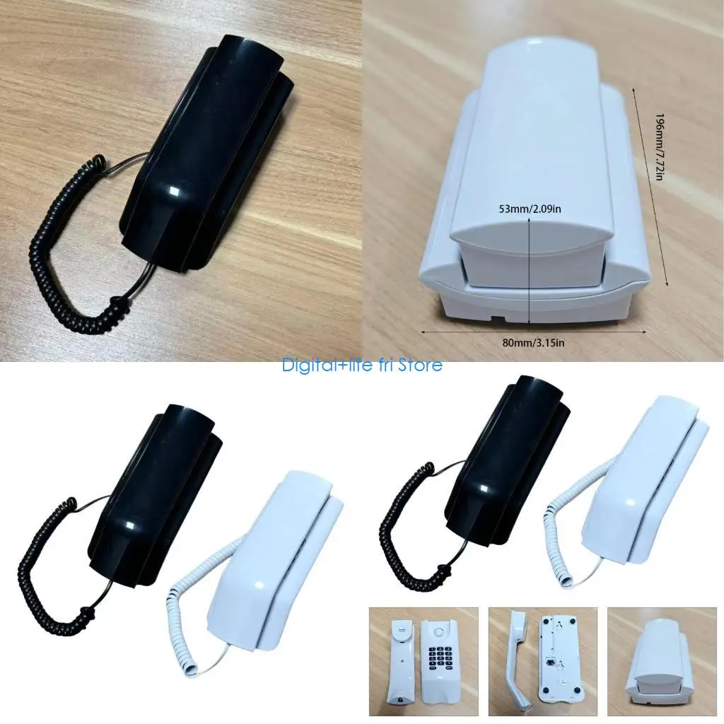 E06D Corded Phone Desktop Landline Phone Wall Mountable Landline Phone Sound Transmission for Home Office Hotel Use