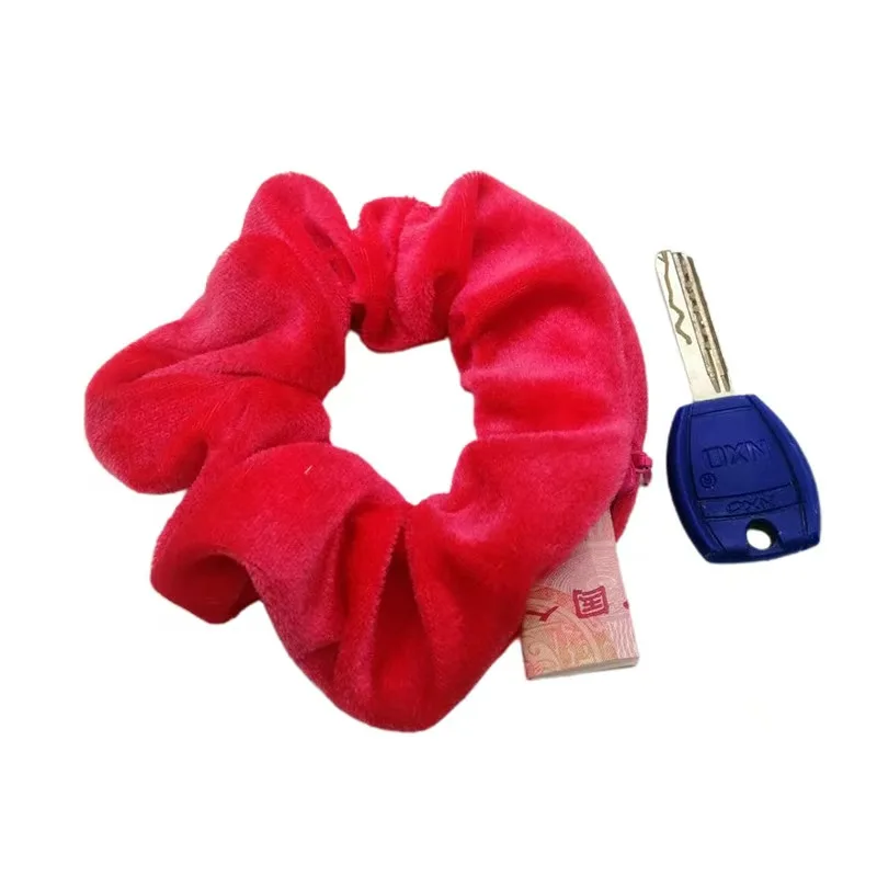 Sportliche Samt-Haargummis mit Reißverschlusstaschen Große Schlaufen-Haarbänder Haaraccessoires für Frauen Haarbänder Sport-Stirnband