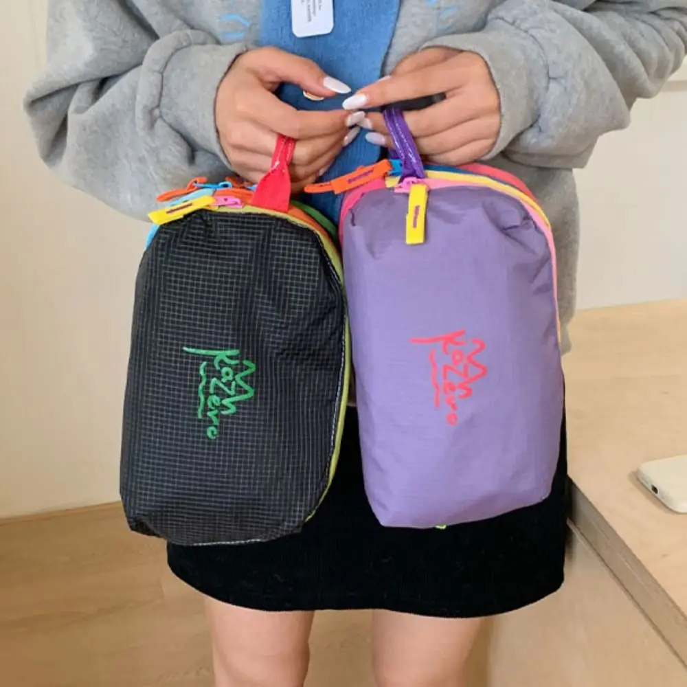 Lovely Multifunctional Dopamine Makeup Bag Coin Purse Multi-Pocket Cute Cosmetic Bag Zipper Waterproof Nylon Toiletry Bag Girls