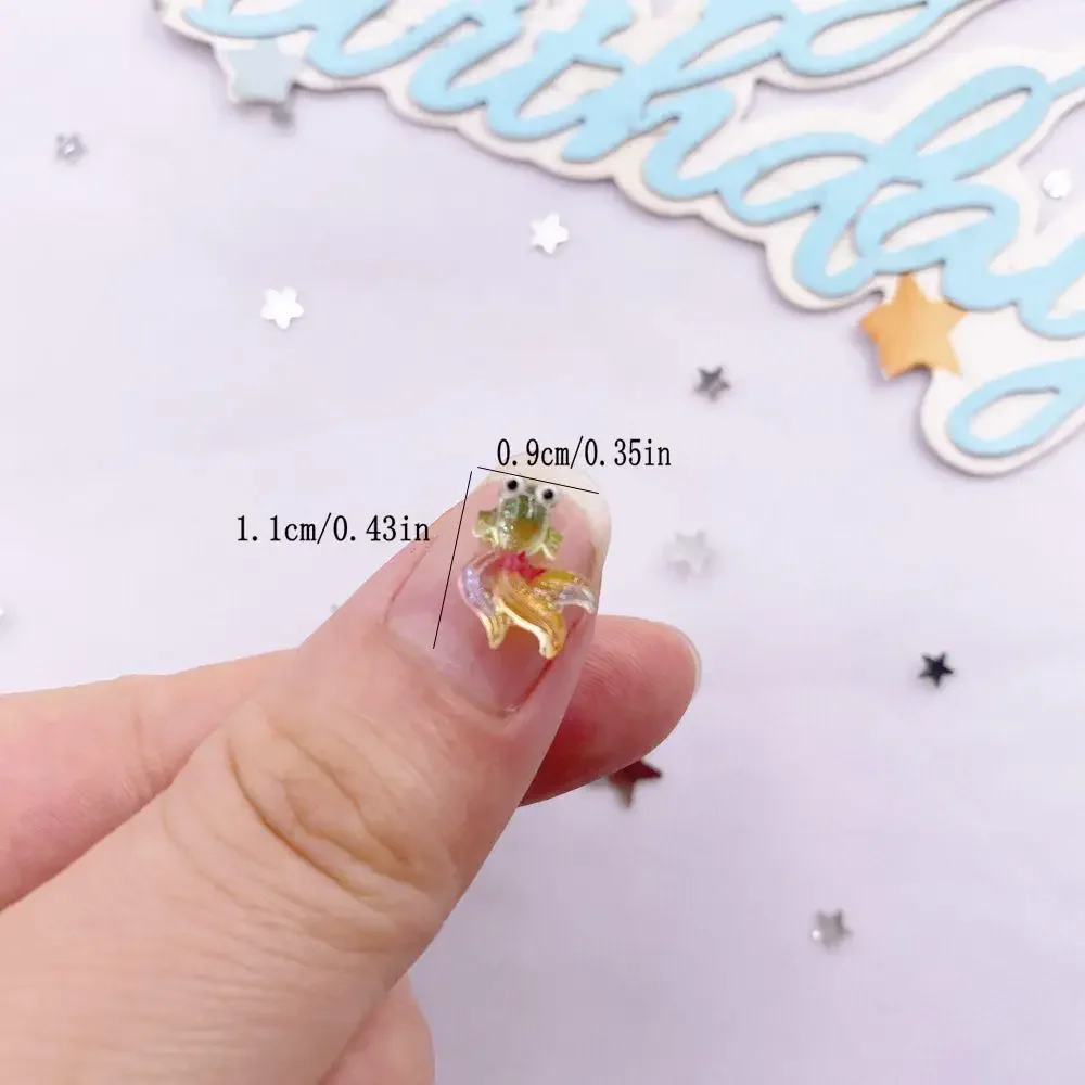 50pcs Resin Colorful Glitter Goldfish Figurines Flat back Rhinestone DIY Nails Art Jewellery Scrapbooks Accessories Charm Crafts
