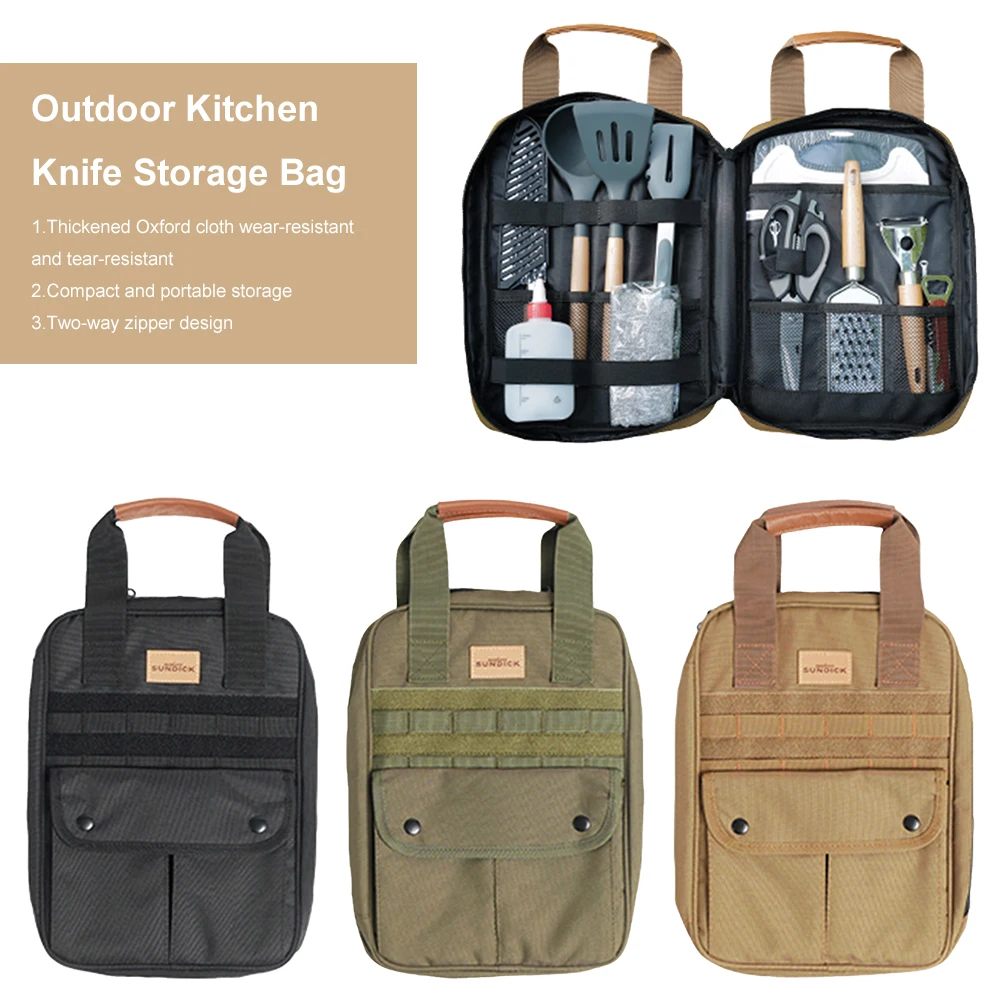 حقيبة تخزين أدوات المطابخ للتخييم، مجموعة أدوات الطبخ المحمولة، منظم السفر لملعقة شوكة السكين للشواء والتخييم والمشي لمسافات طويلة والسفر #4