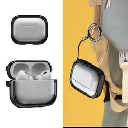 For Airpods Pro 2 TPU+PC Cover semitransparent Case With Rope Earphone Accessories For Apple Airpod 3/2/1 With 360° stand