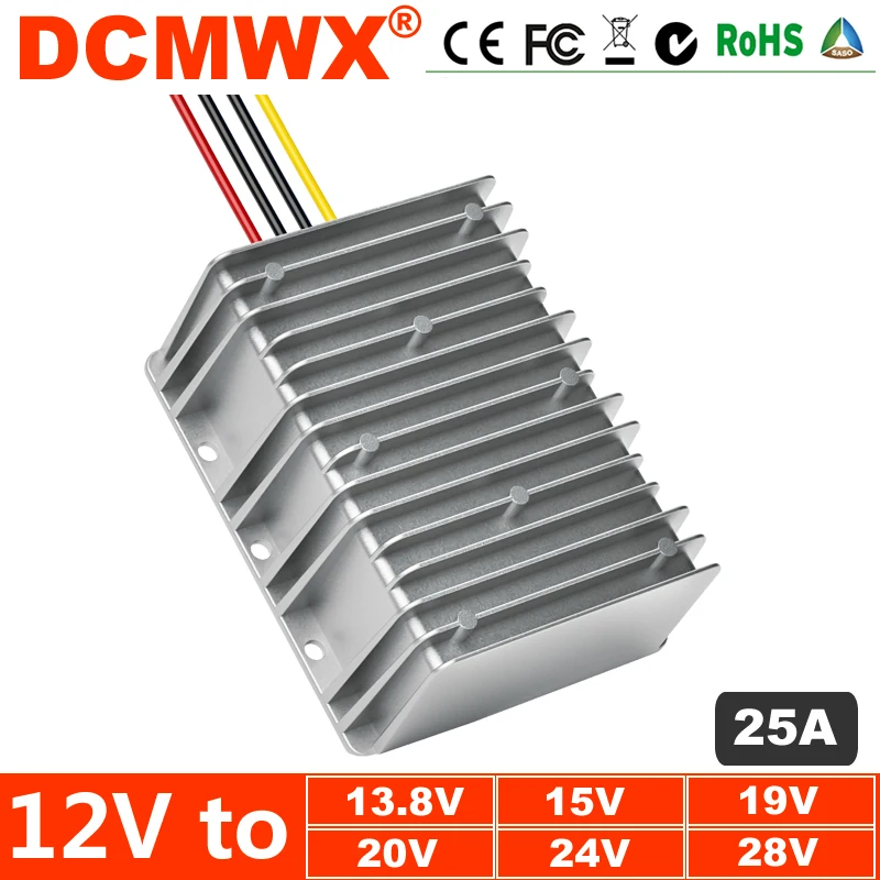 DCMWX 12v to 24V 13.8V 15V 19V 20V 28V 25A Step Up Non Isolated Boost Power Converter 12 volts to 24 volts Voltage Regulator DC