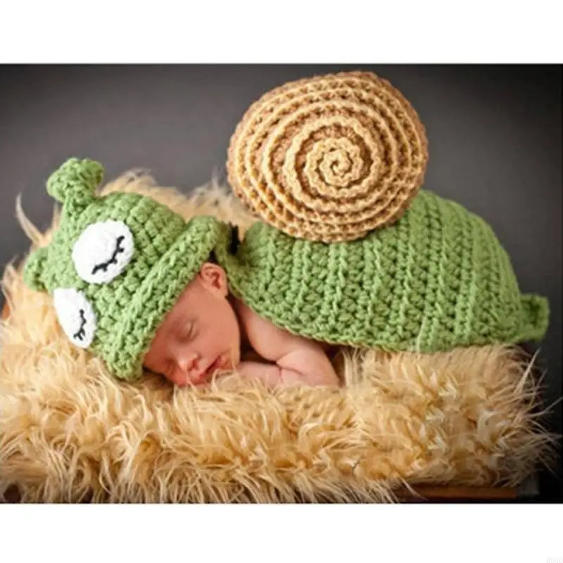 R66D Baby Knit Romper with Hat Overall Skin-friendly Cotton Newborn Photography Props