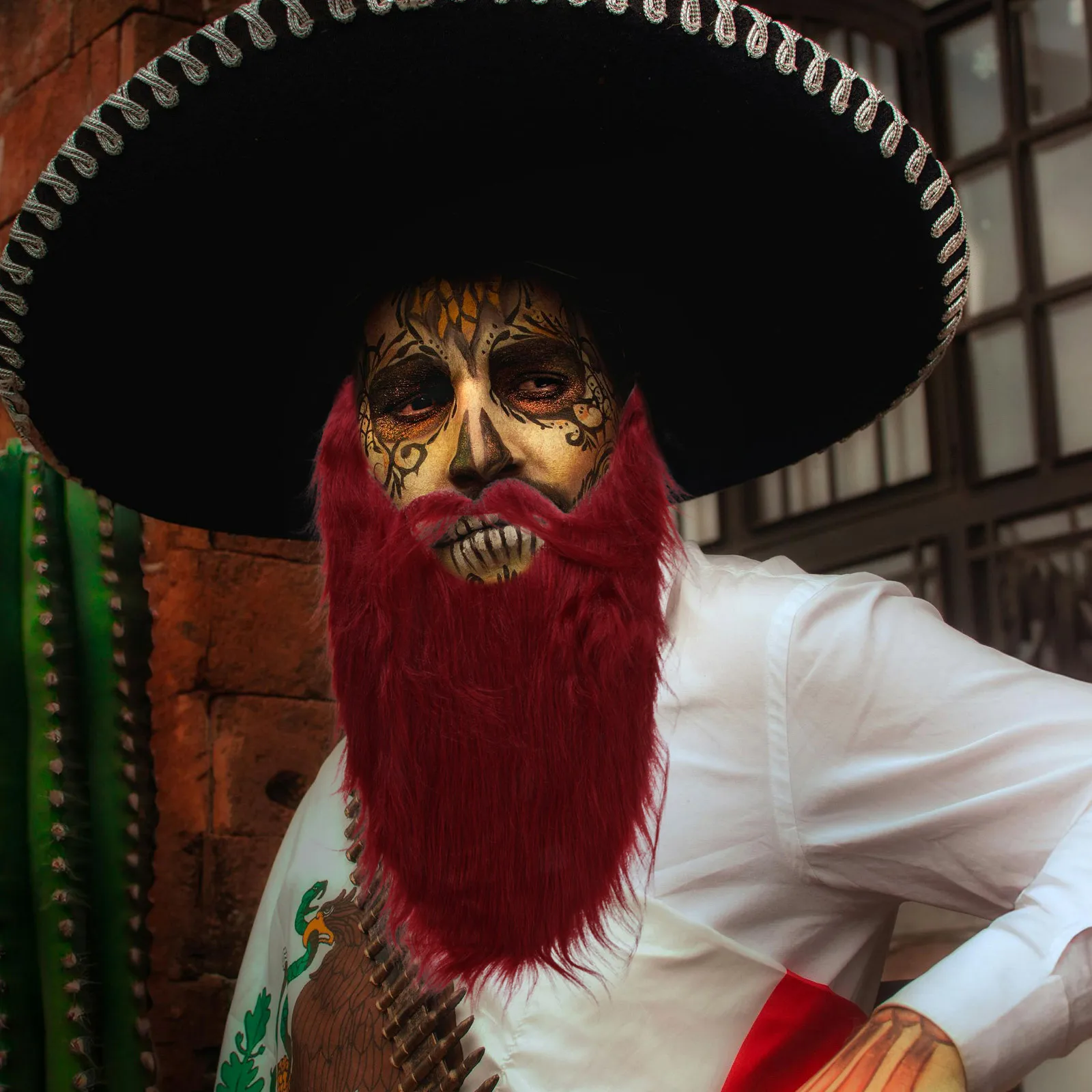 

Realistic Fake Beard Costume 40Cm Burgundy Adjustable Long False Facial Hair For Halloween Christmas Pirate Wizard Costume Beard