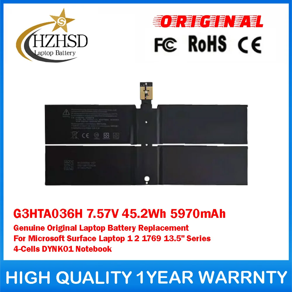 

G3HTA036H 7.57V 45.2Wh 5970mAh Genuine Original Laptop Battery Replacement For Microsoft Surface Laptop 1 2 1769 13.5" Series