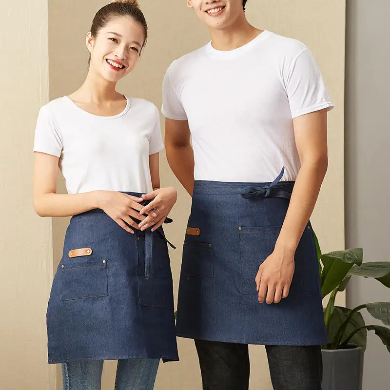 Anti-Oil Bib Apron With Pockets Cooking Kitchen Aprons For Women Men Chef Apron High Qulaity Half-Body Couple Stylish Apron