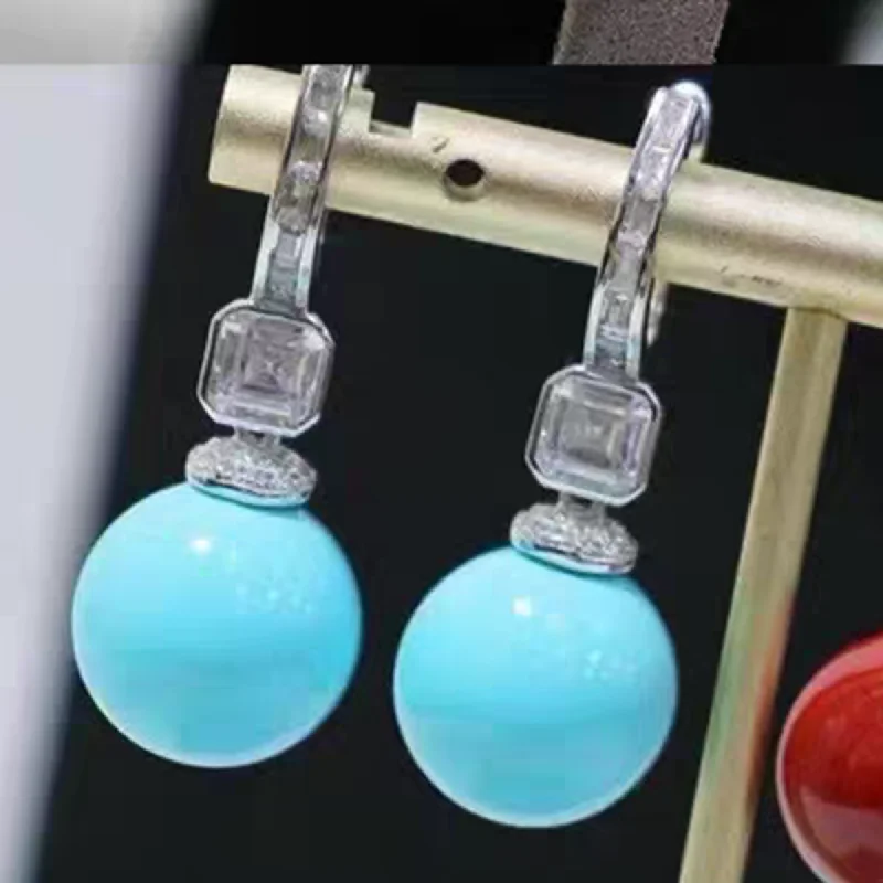 

KQDANCE серьги-подвески из стерлингового серебра 925 пробы с натуральными камнями и бирюзовыми бусинами для женщин, изысканные ювелирные изделия, подарки