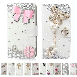 Handmade Bling PU Leather Wallet Case for Samsung Galaxy Note 8, 9, 10 PLUS, 20 Ultra, Bling, Diamond Rhinestone, Fashion