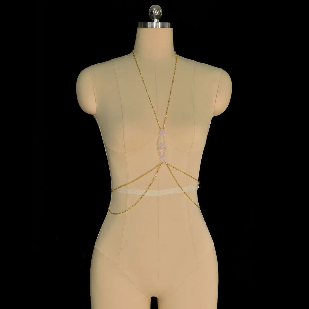 Sexy Fashion Metal Body Jewelry Popular Personality Beaded Bra Chain Party Ladies Dress Matching Chain