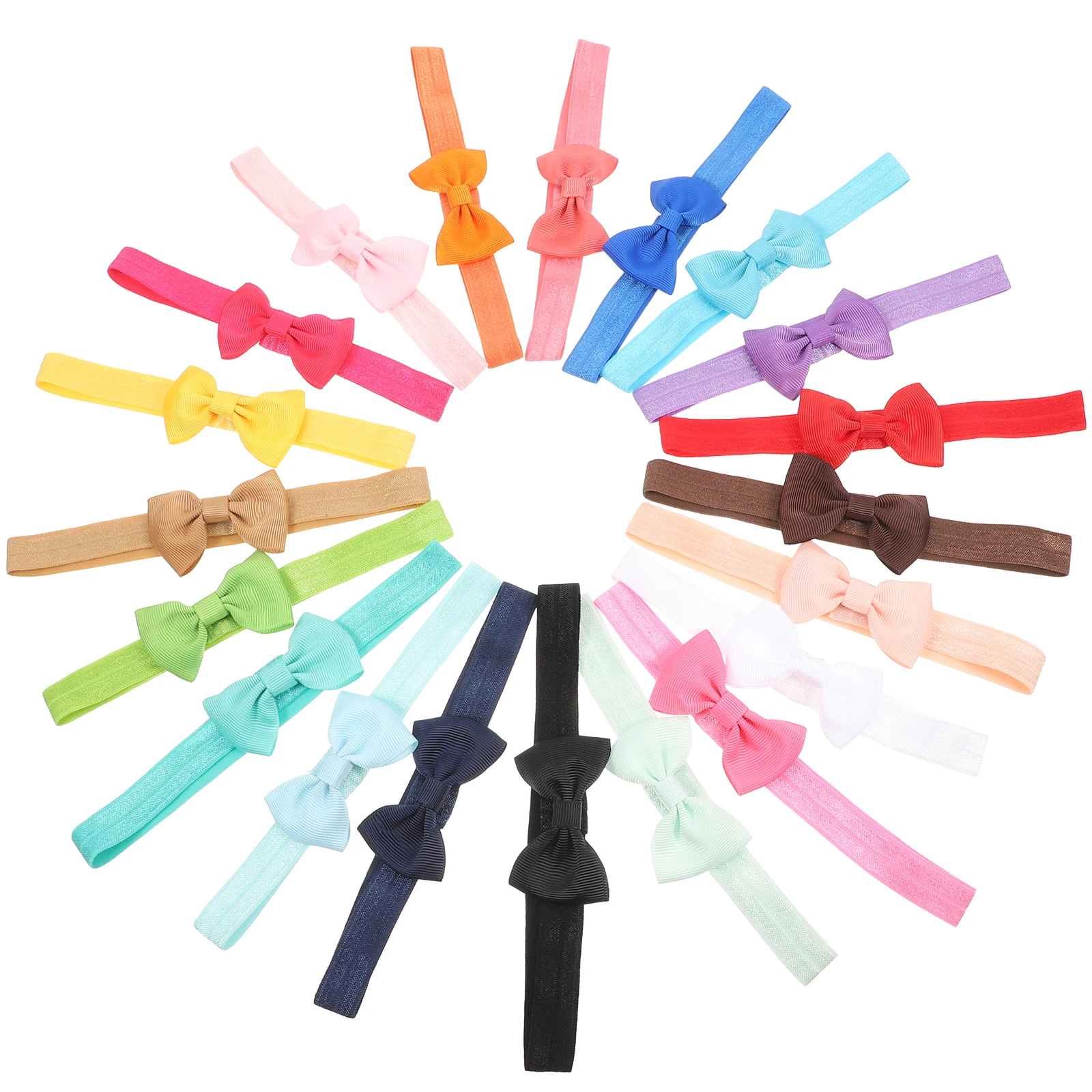 

20Pcs Baby Shower Birthday Party Bow Headbands Solid Color Cute Headwear Accessories