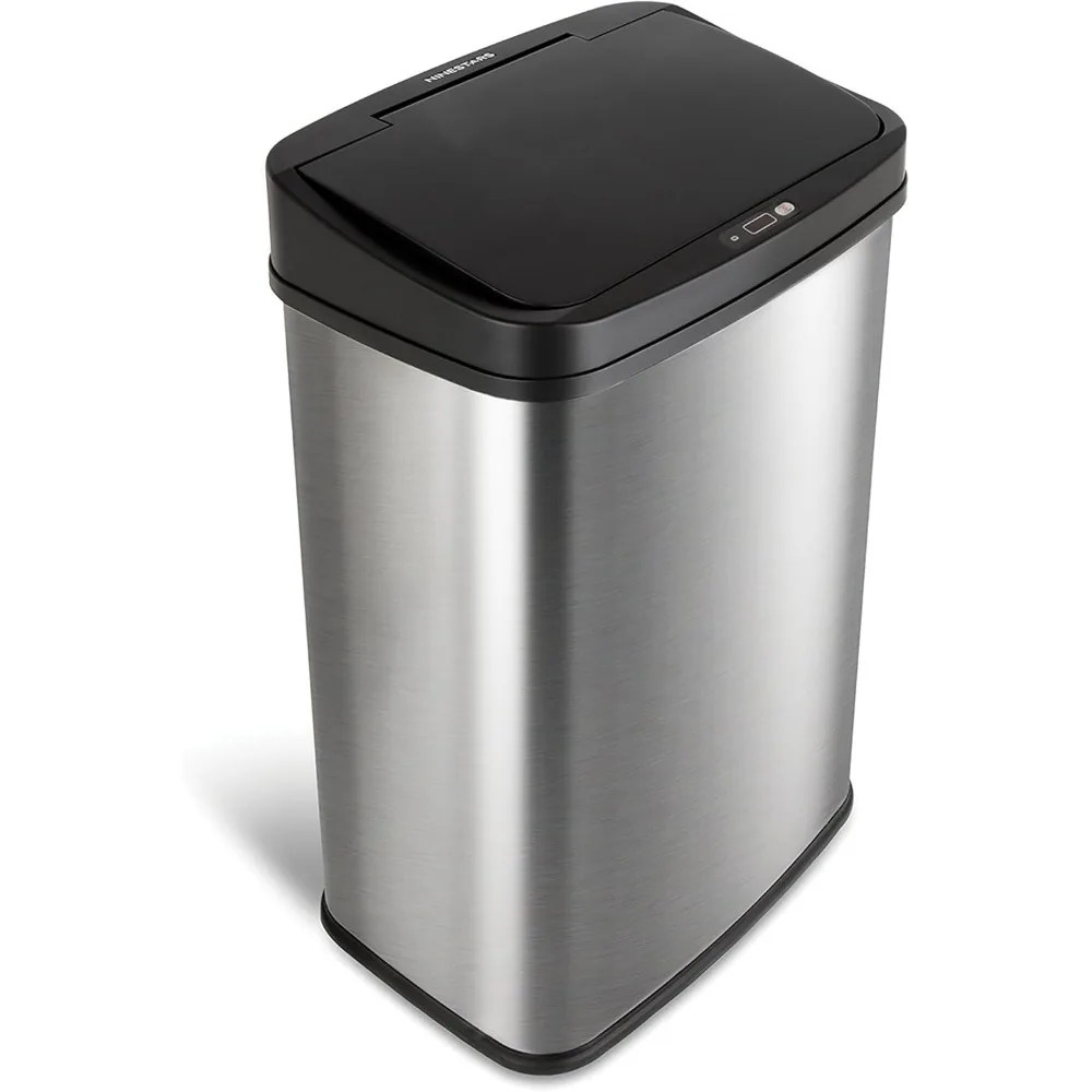 

Automatic Touchless Infrared Motion Sensor Trash Can, 13 Gal Stainless Steel with Black Lid