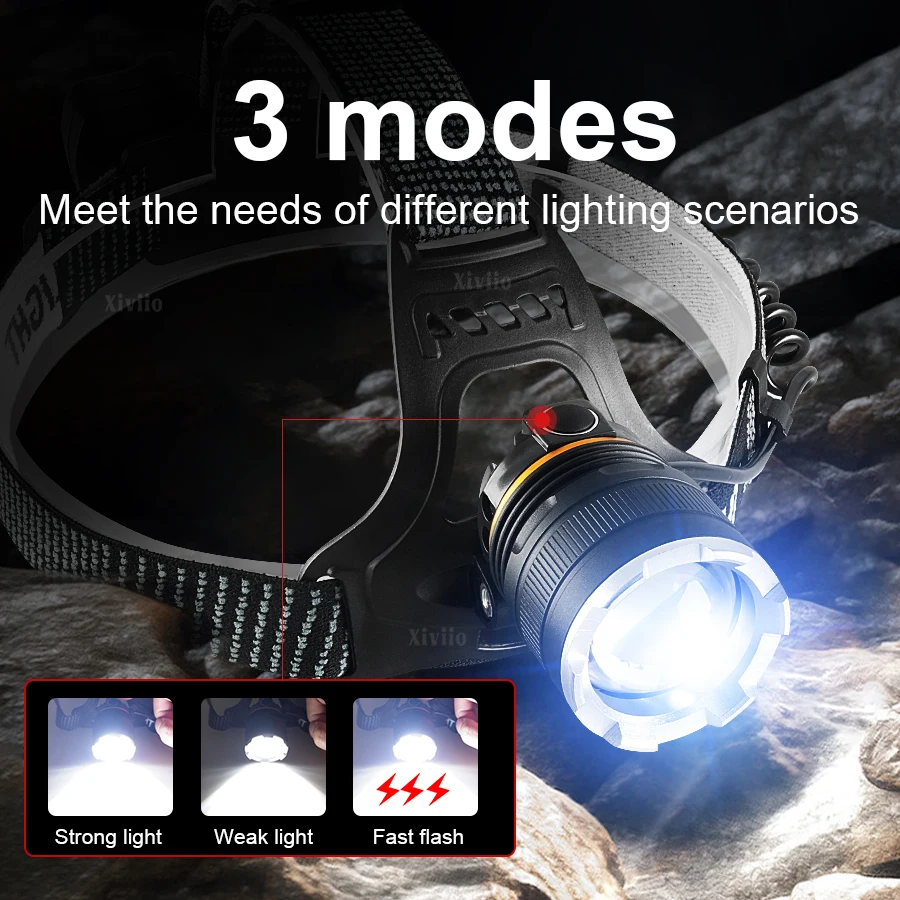 الاستشعار كشافات ضوء قوي LED المصباح XHP360 رئيس فانوس USB مصباح قابل لإعادة الشحن قوية الصيد رئيس الشعلة التخييم في الهواء الطلق