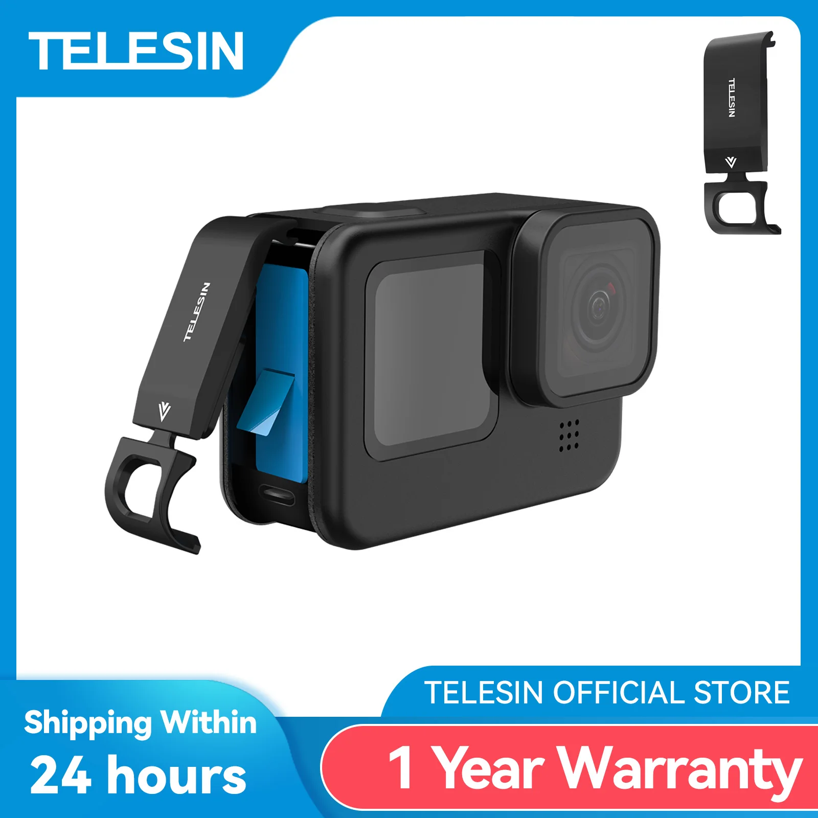 TELESIN For GoPro 9 10 11 Battery Side Cover Lid Removable Easy Type-C Charging Cover Port For GoPro Hero 9 10 11 Black