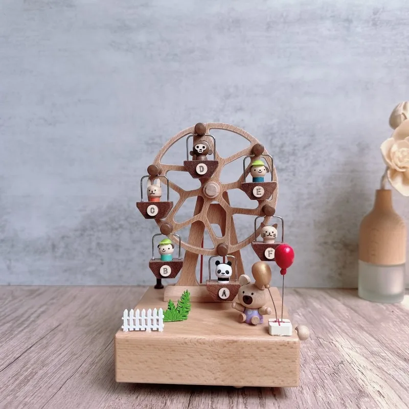 

Vintage Animal Carousel Music Box with Hand Crank Wind Up Rotating Wooden Musical Box for Kids Boys Girls and Unique Gift Ideas