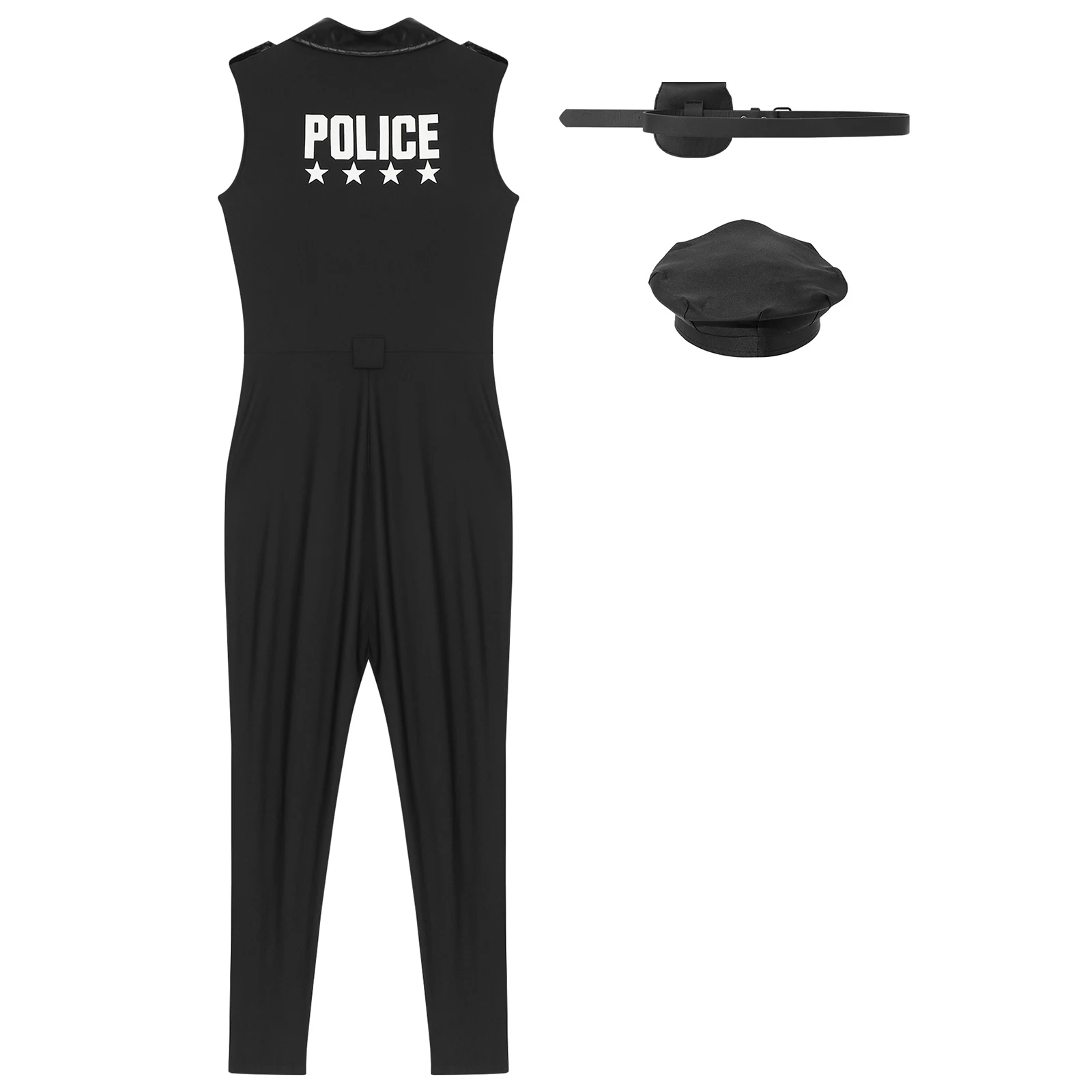 زي الشرطة النسائية التنكري زي الشرطة القذرة بدون أكمام مع قبعة محفظة بحزام لحفلات الهالوين #3