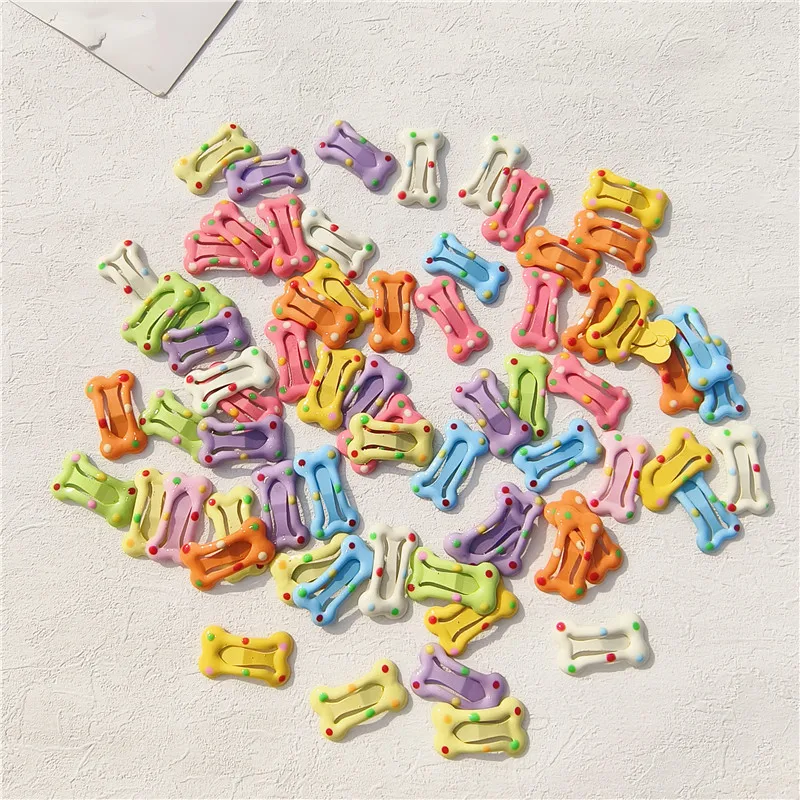 5/10/20pcs Dog Hair Clips Multicolor Barrettes Small Bone Snap Hair Clips for Dog Cat Pet Grooming Bows Pet Hair Accessories