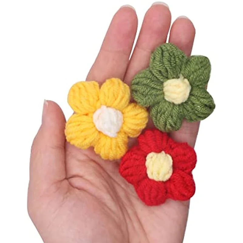 10/20pcs Wool Flower Applique Petals For Clothing Hat Shoes DIY Handmade Crafts Puff Flower Patches Headwear Hair Clips Decor